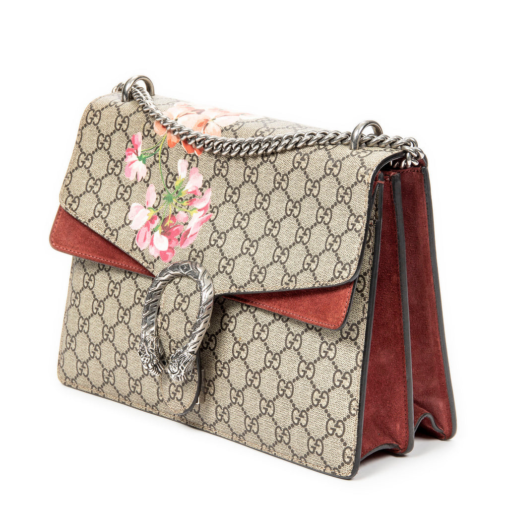 Shoulder Bag Medium Floral Dionysus Chain Crossbody Beige Blooms Supreme Coated Canvas