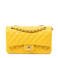 Shoulder Bag Classic Double Flap 26 Yellow Quilted Soft Caviar Leather