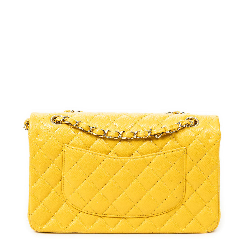 Shoulder Bag Classic Double Flap 26 Yellow Quilted Soft Caviar Leather
