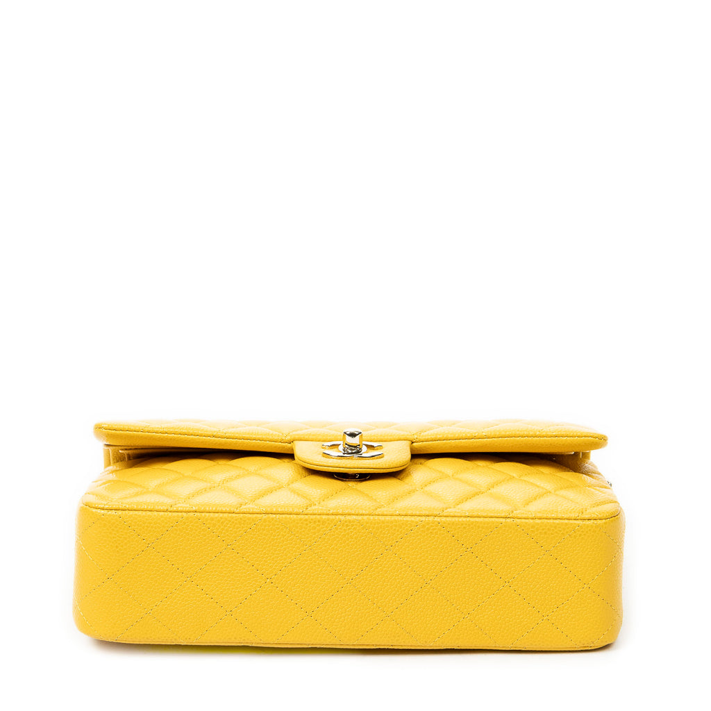 Shoulder Bag Classic Double Flap 26 Yellow Quilted Soft Caviar Leather