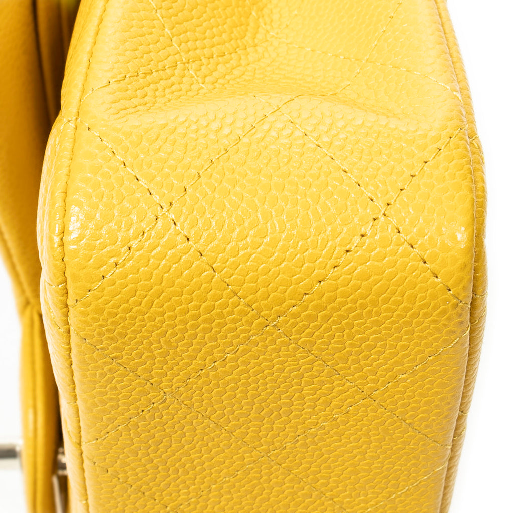 Shoulder Bag Classic Double Flap 26 Yellow Quilted Soft Caviar Leather