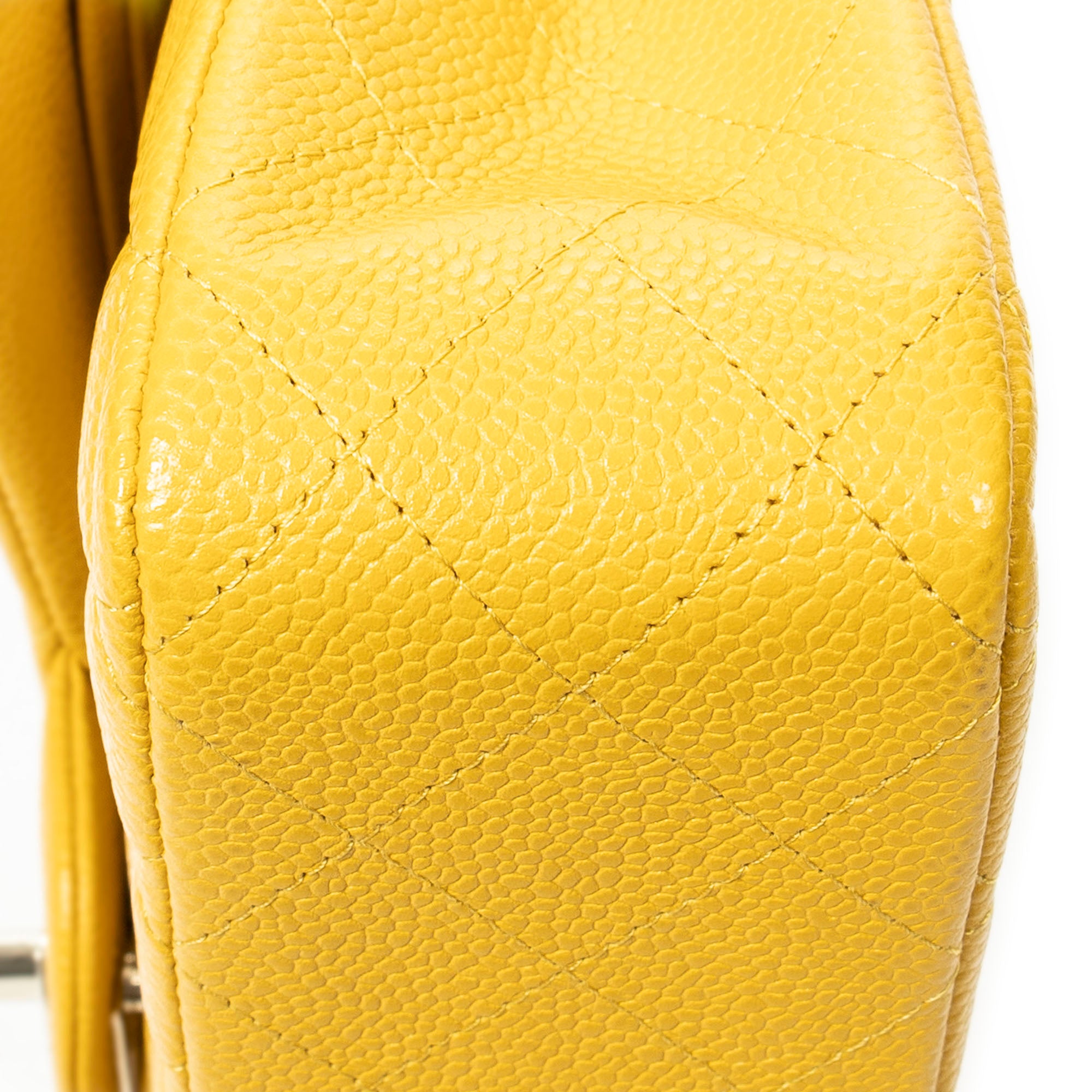 Shoulder Bag Classic Double Flap 26 Yellow Quilted Soft Caviar Leather