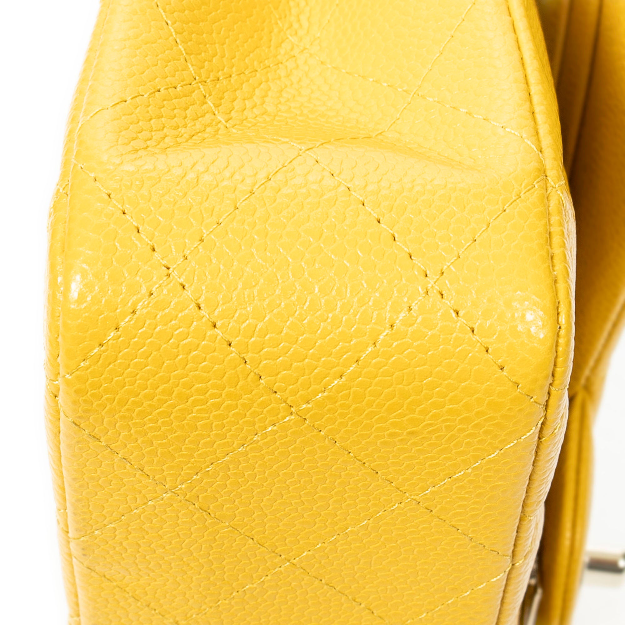 Shoulder Bag Classic Double Flap 26 Yellow Quilted Soft Caviar Leather