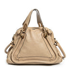 Shoulder Bag Medium Paraty Beige Grained Leather