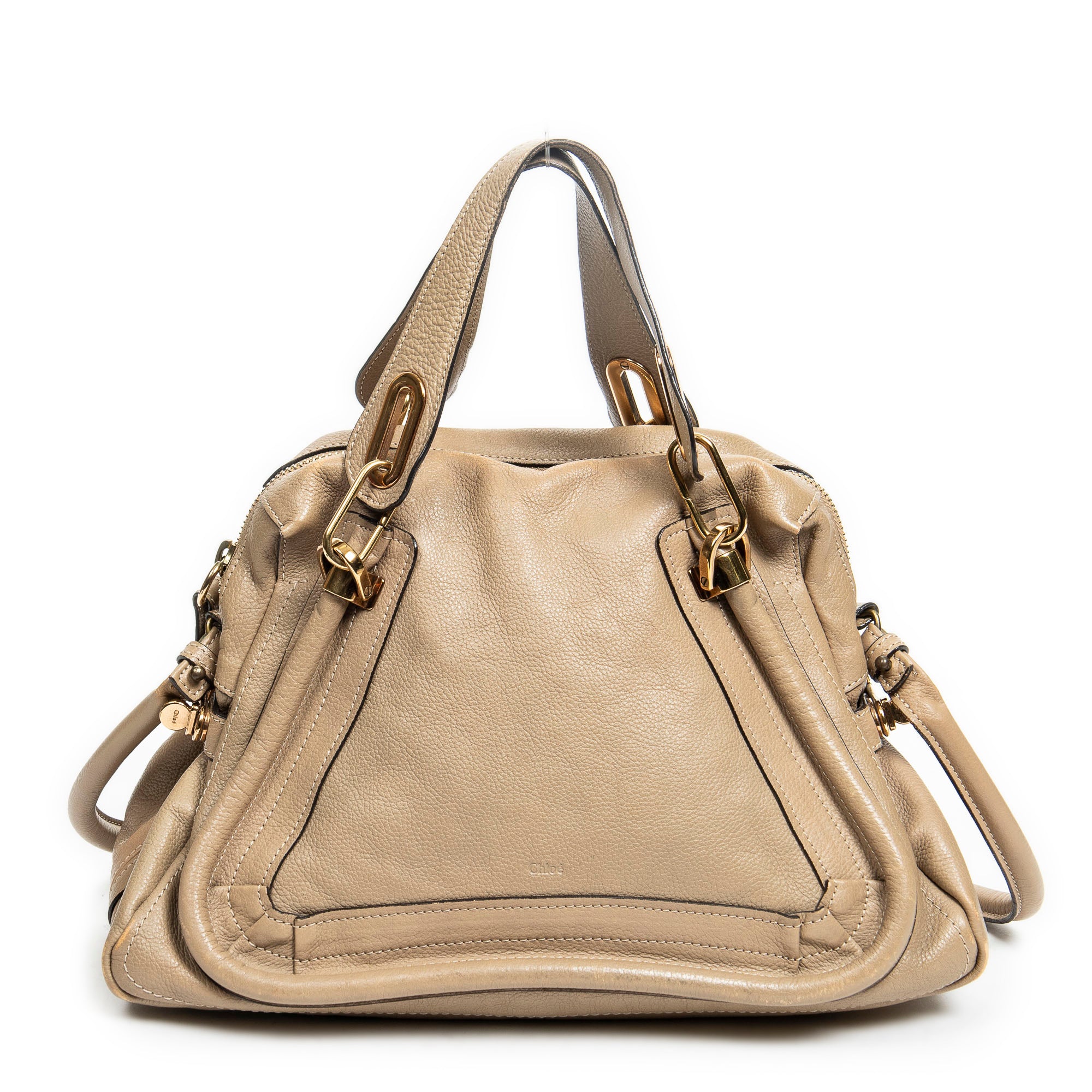 Shoulder Bag Medium Paraty Beige Grained Leather