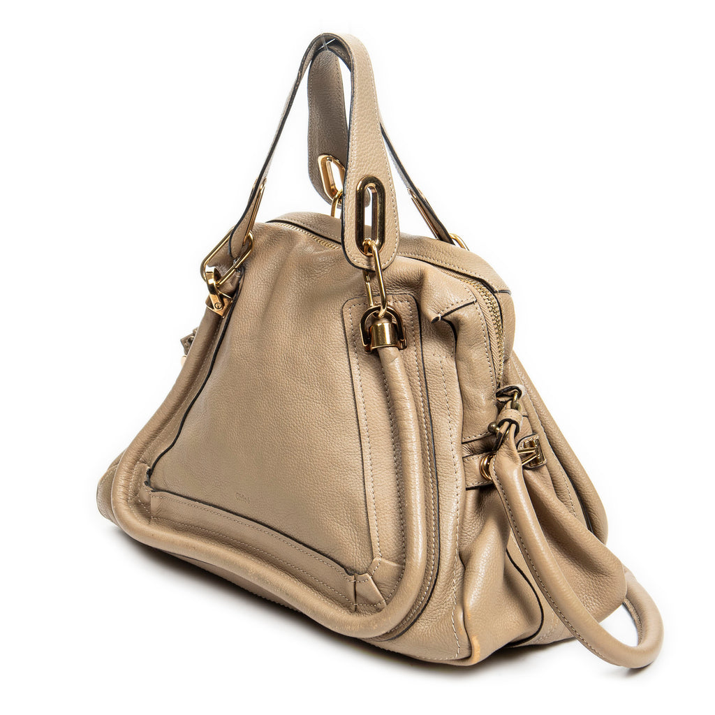 Shoulder Bag Medium Paraty Beige Grained Leather