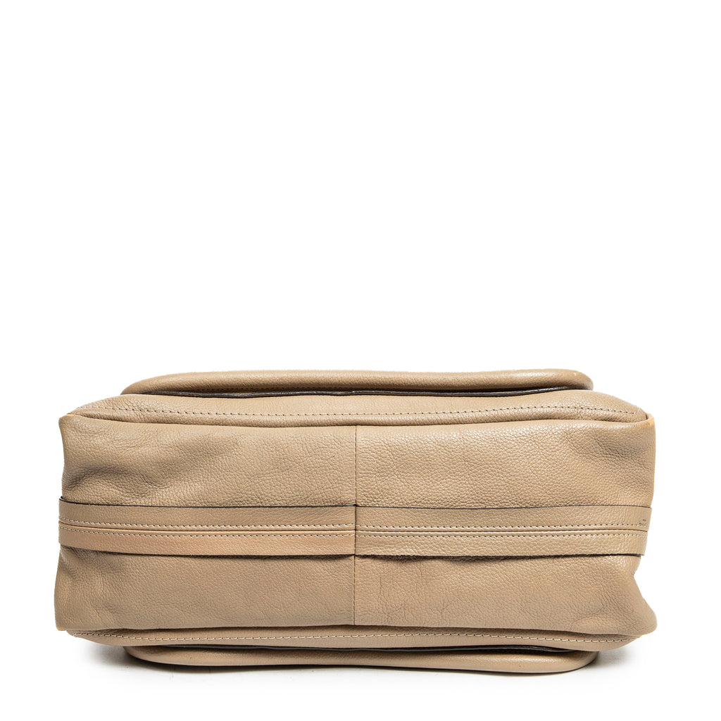 Shoulder Bag Medium Paraty Beige Grained Leather