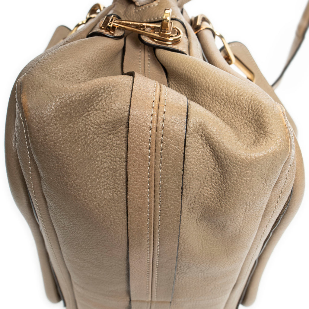 Shoulder Bag Medium Paraty Beige Grained Leather