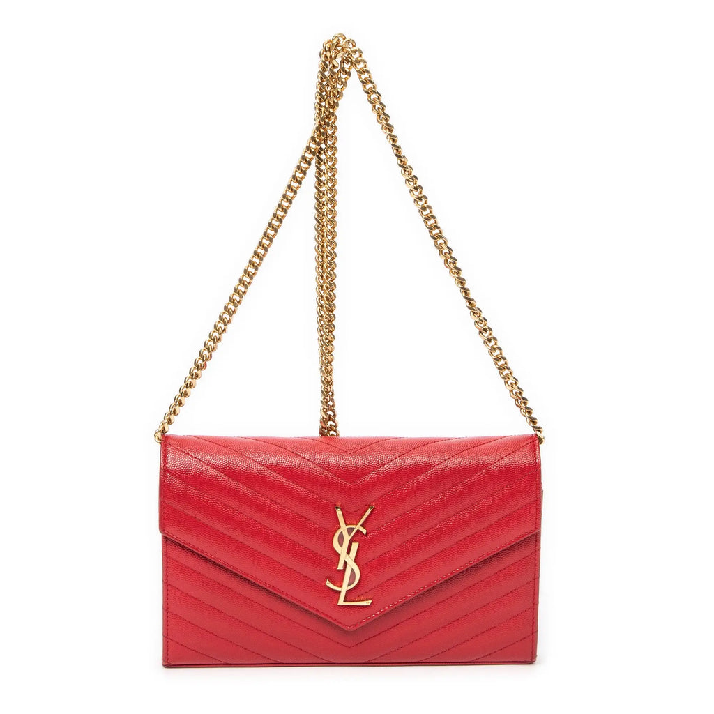 Yves Saint Laurent - Portefeuille Cassandre Classique à Chaîne - Rouge