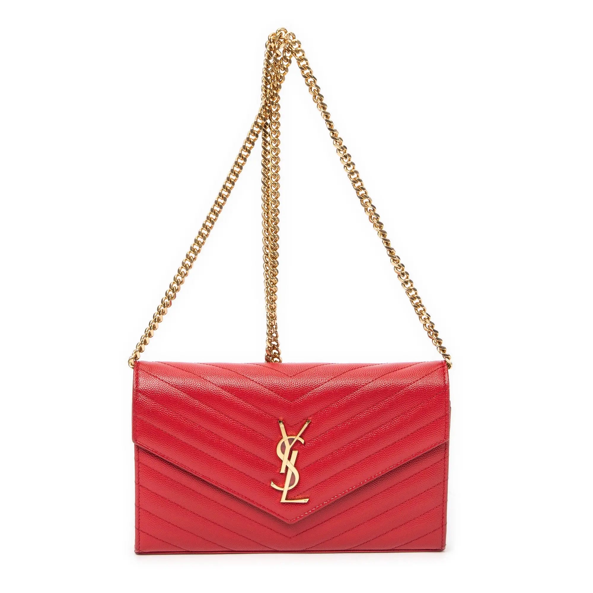 Yves Saint Laurent - Portefeuille Cassandre Classique à Chaîne - Rouge