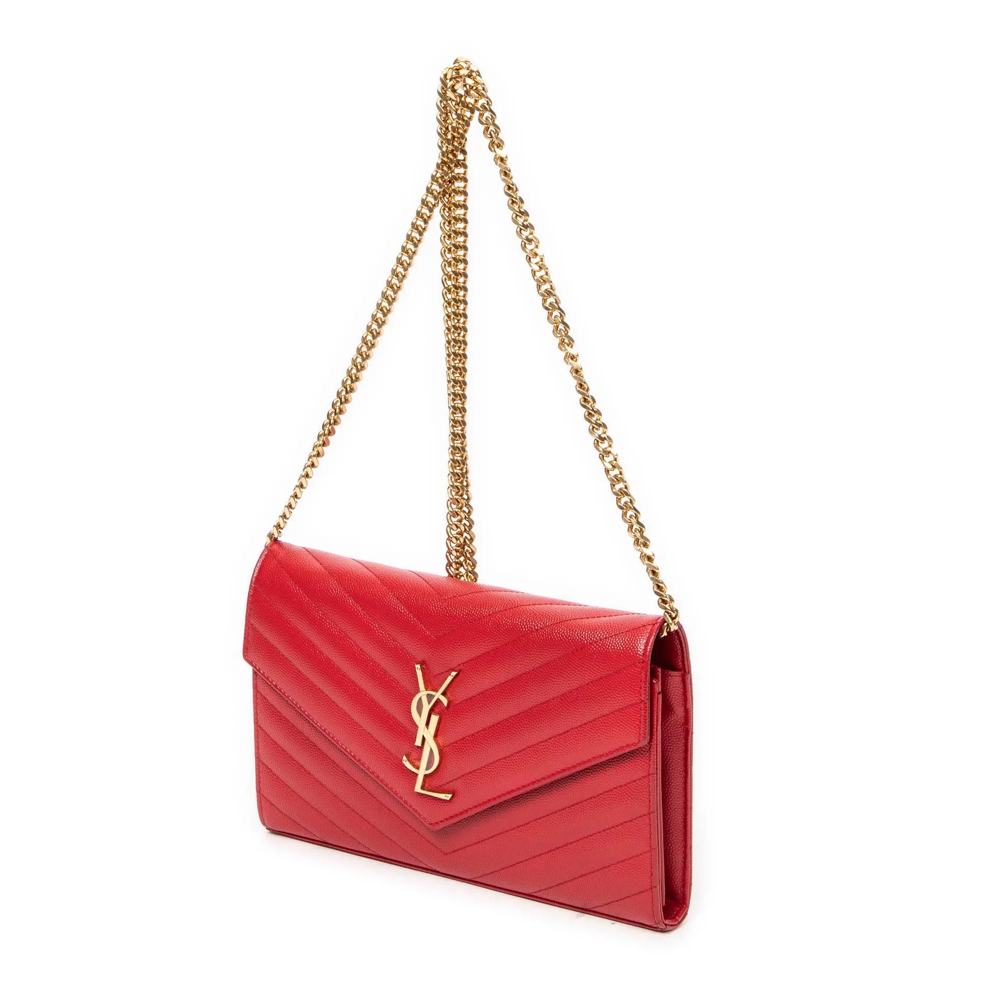 Yves Saint Laurent - Portefeuille Cassandre Classique à Chaîne - Rouge