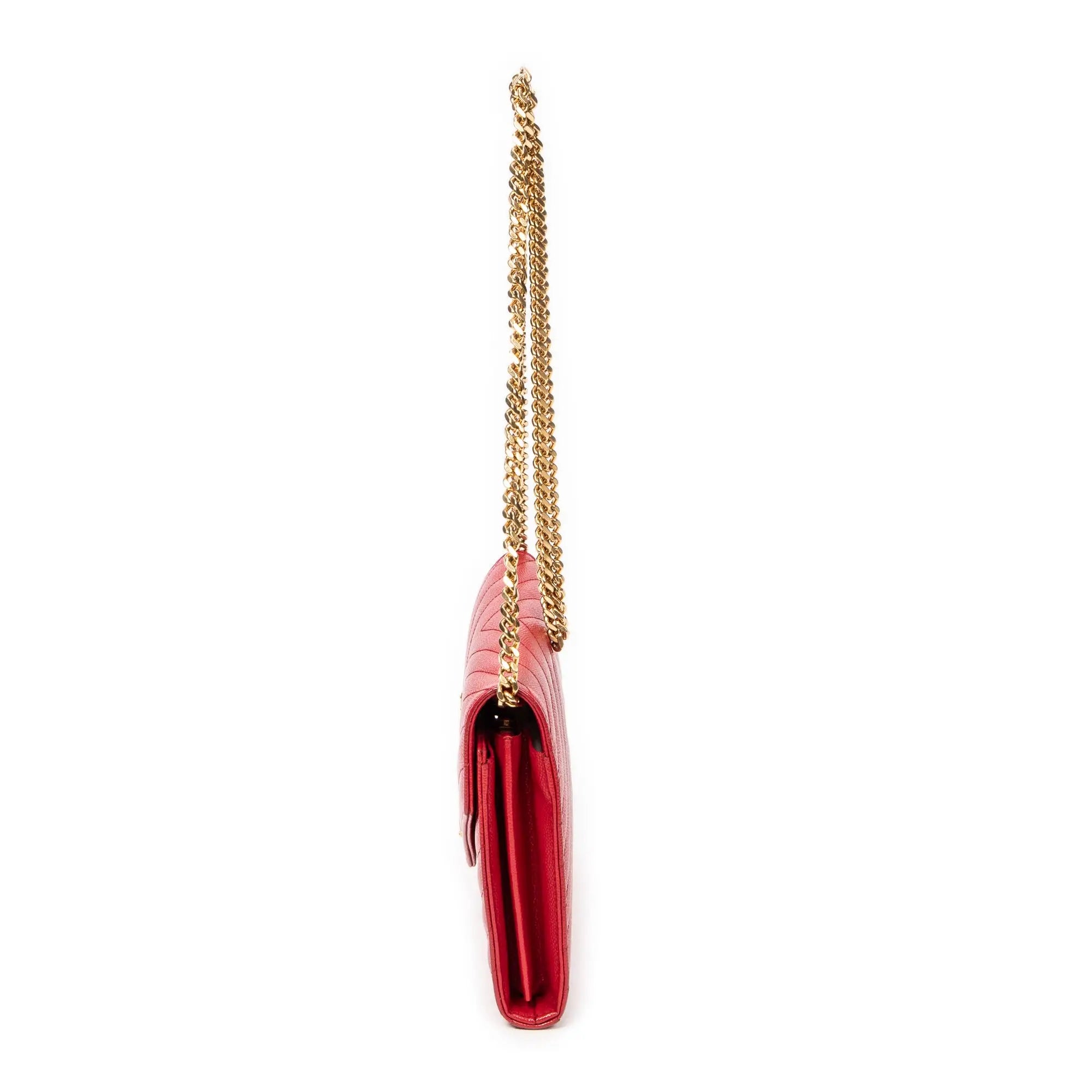 Yves Saint Laurent - Portefeuille Cassandre Classique à Chaîne - Rouge
