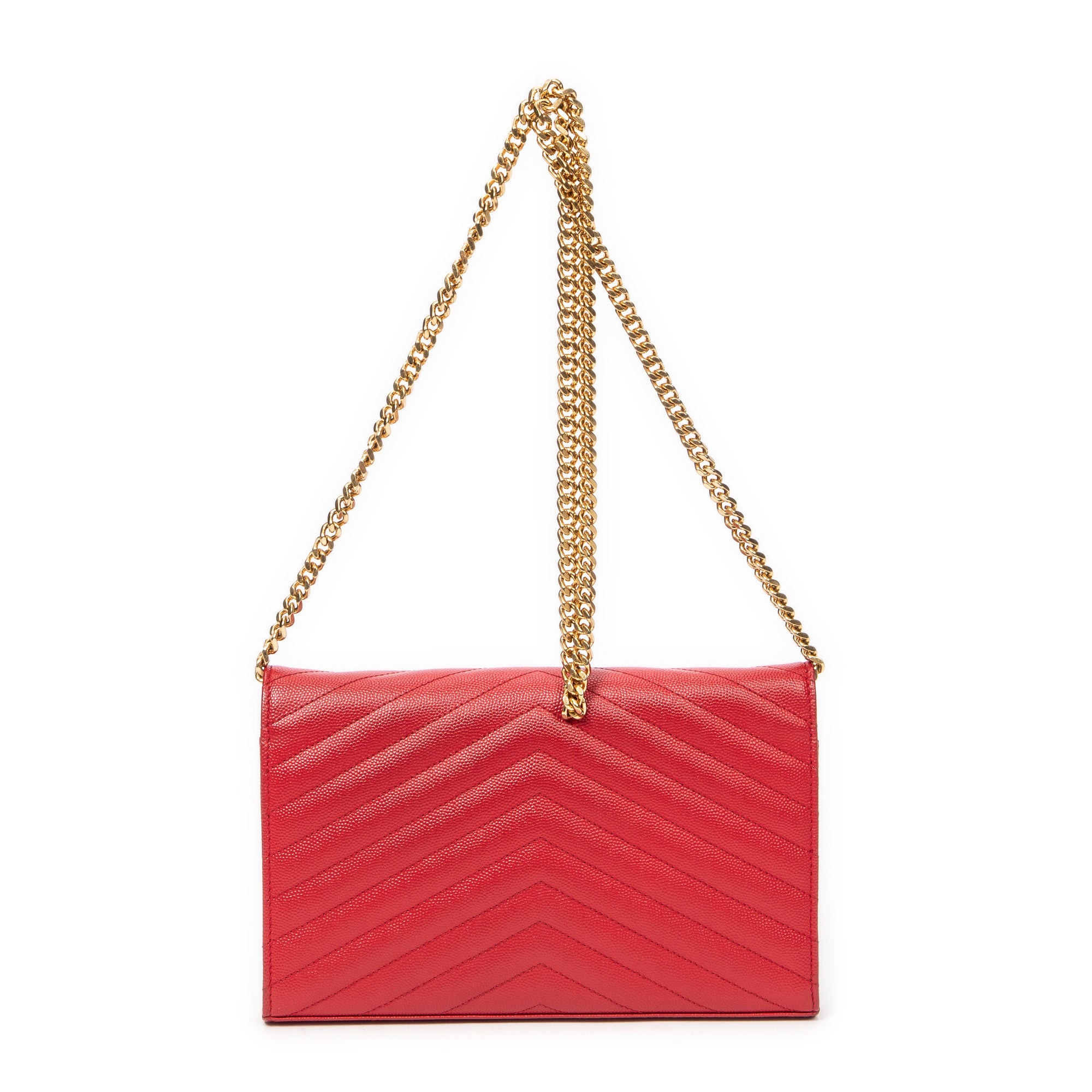 Shoulder Bag Classic Cassandre Chain Wallet Red Quilted Grain de Poudre Leather