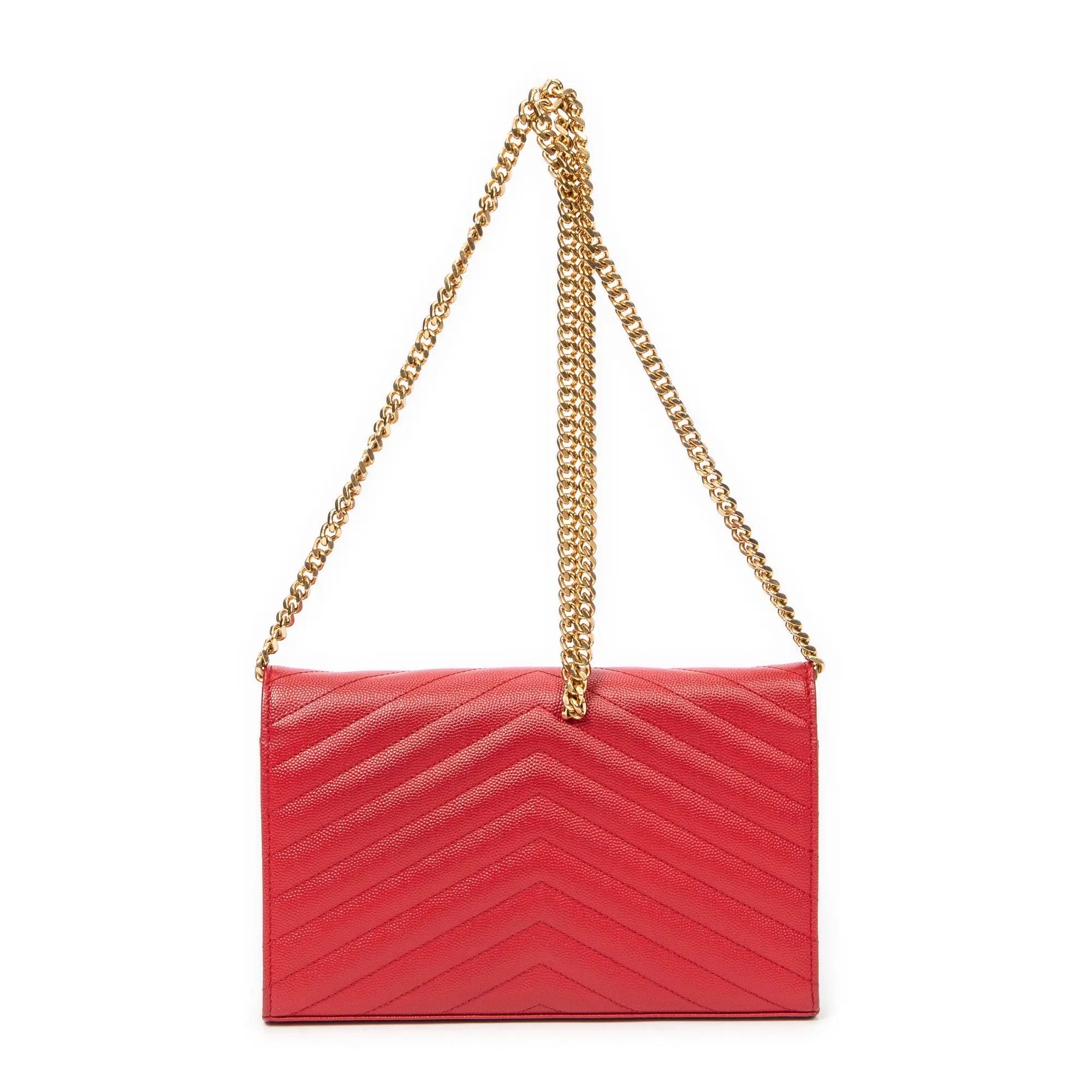Yves Saint Laurent - Portefeuille Cassandre Classique à Chaîne - Rouge