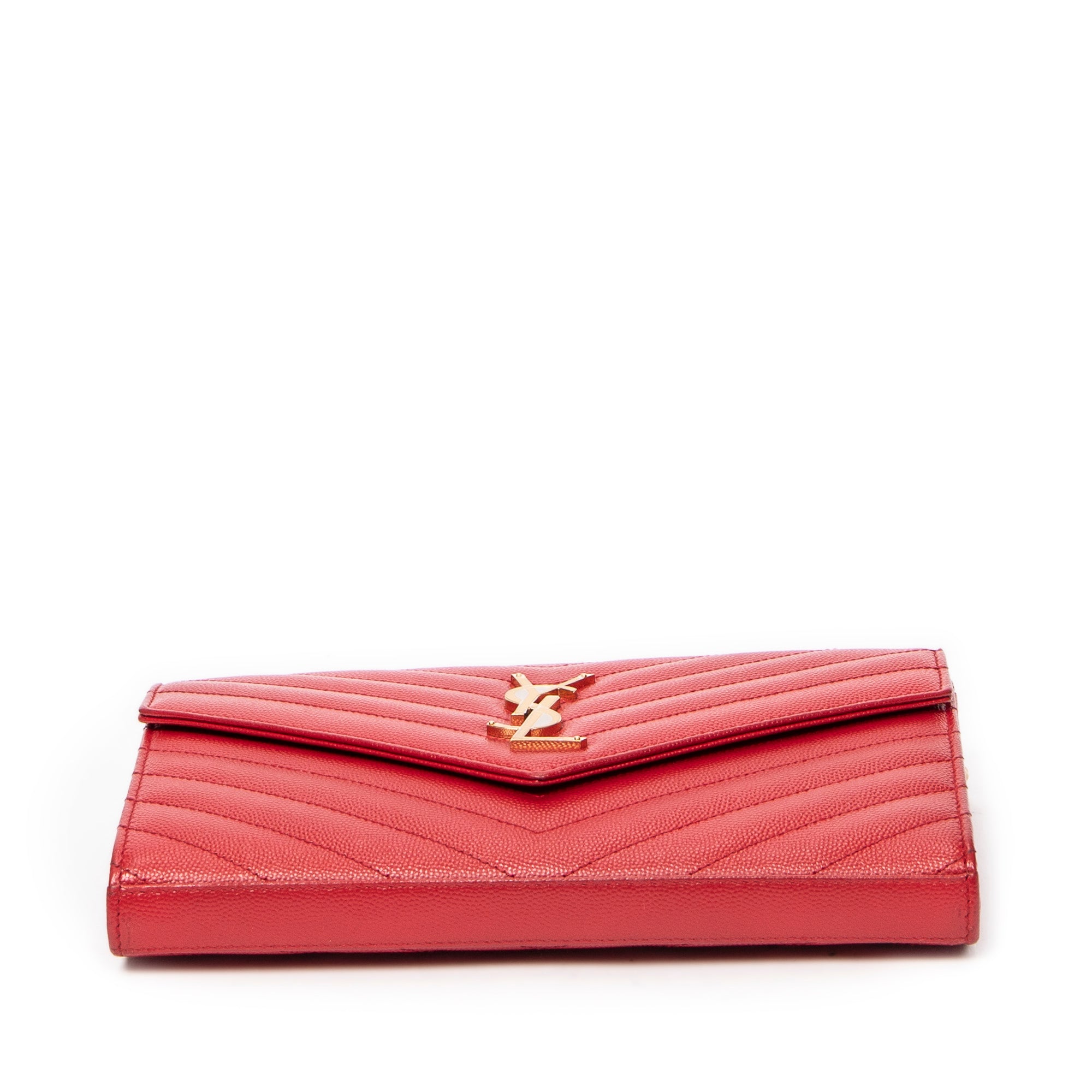 Shoulder Bag Classic Cassandre Chain Wallet Red Quilted Grain de Poudre Leather