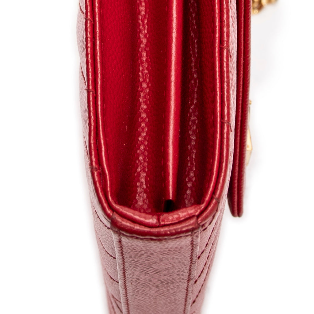 Shoulder Bag Classic Cassandre Chain Wallet Red Quilted Grain de Poudre Leather