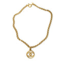 Collar grande CC colgante redondo cadena chapado en oro
