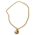 Collar CC con colgante ovalado y cadena, chapado en oro
