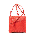 Bolso de hombro doble solapa cruzado de cuero intrecciato rojo