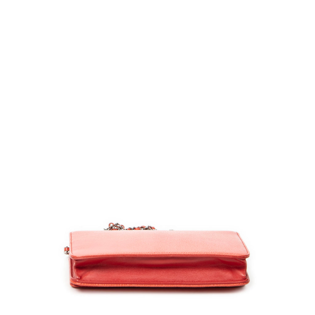 Shoulder Bag CC Wallet on Chain Coral Red Caviar Leather
