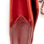Bandolera CC Wallet on Chain de cuero caviar rojo coral