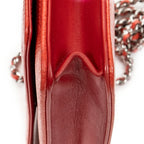 Bandolera CC Wallet on Chain de cuero caviar rojo coral