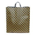 Bolso de mano grande cuadrado G abierto de lona revestida estampada azul marino