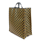 Bolso de mano grande cuadrado G abierto de lona revestida estampada azul marino
