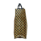 Bolso de mano grande cuadrado G abierto de lona revestida estampada azul marino