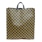 Bolso de mano grande cuadrado G abierto de lona revestida estampada azul marino