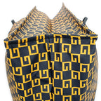 Bolso de mano grande cuadrado G abierto de lona revestida estampada azul marino
