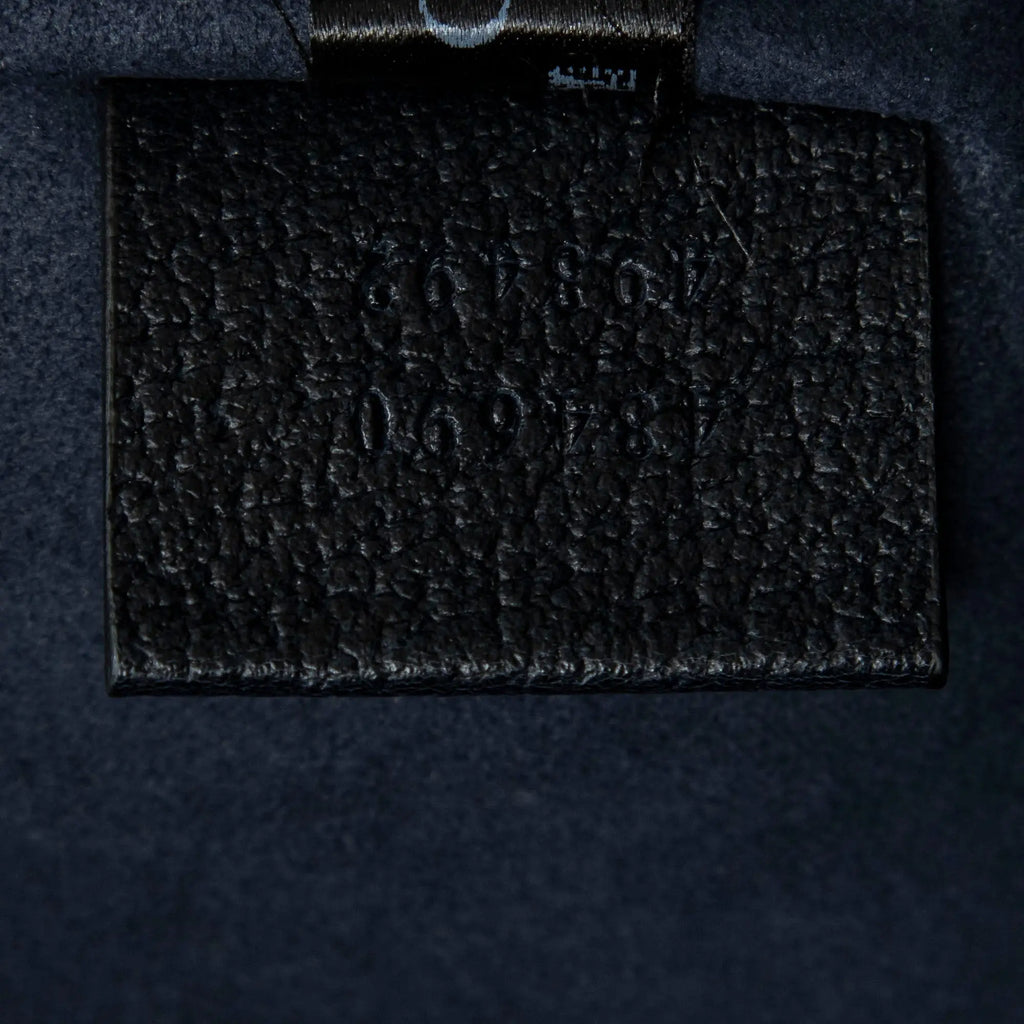 Bolso de mano grande cuadrado G abierto de lona revestida estampada azul marino