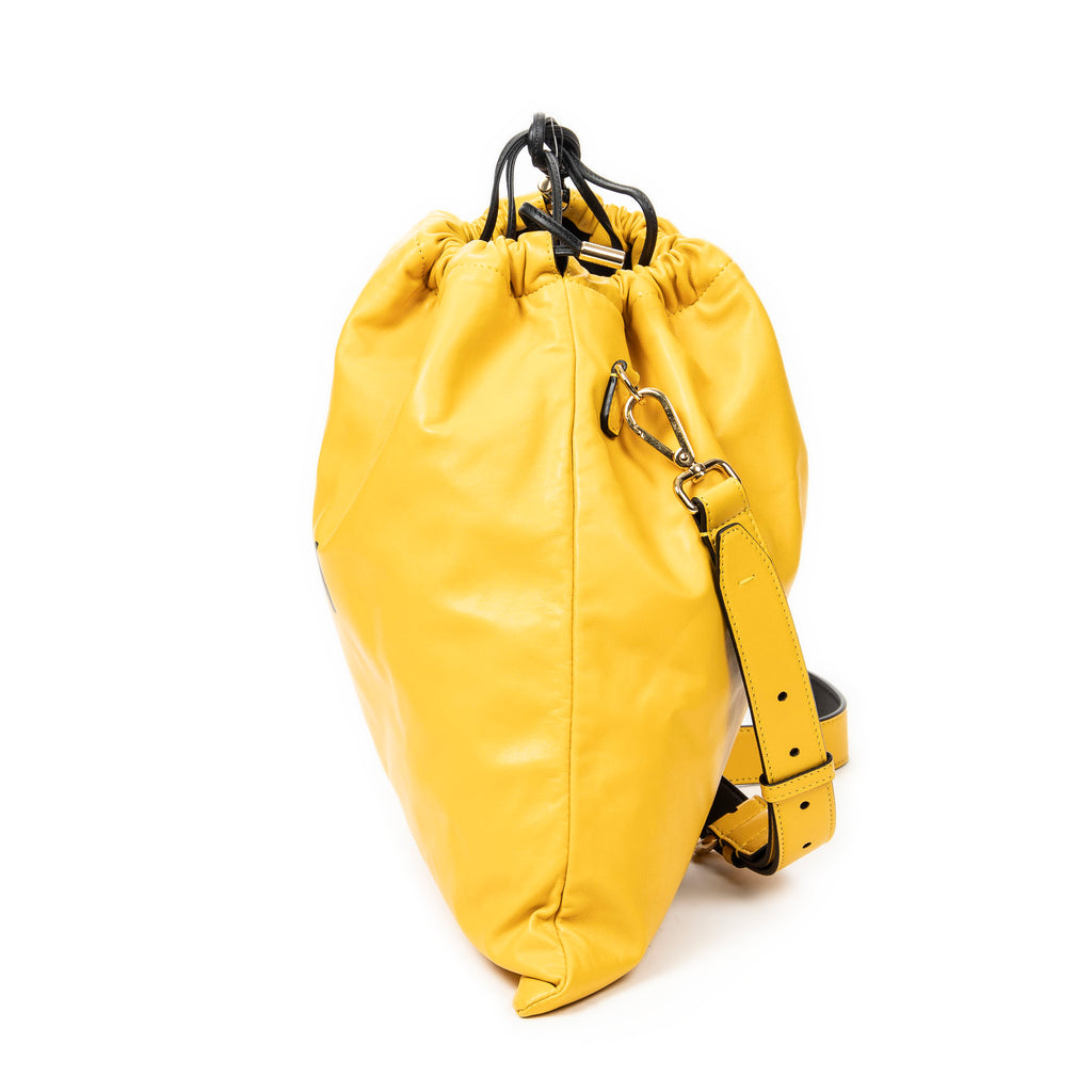 Shoulder Bag Drawstring Shoulder Bag Yellow Calfskin Leather