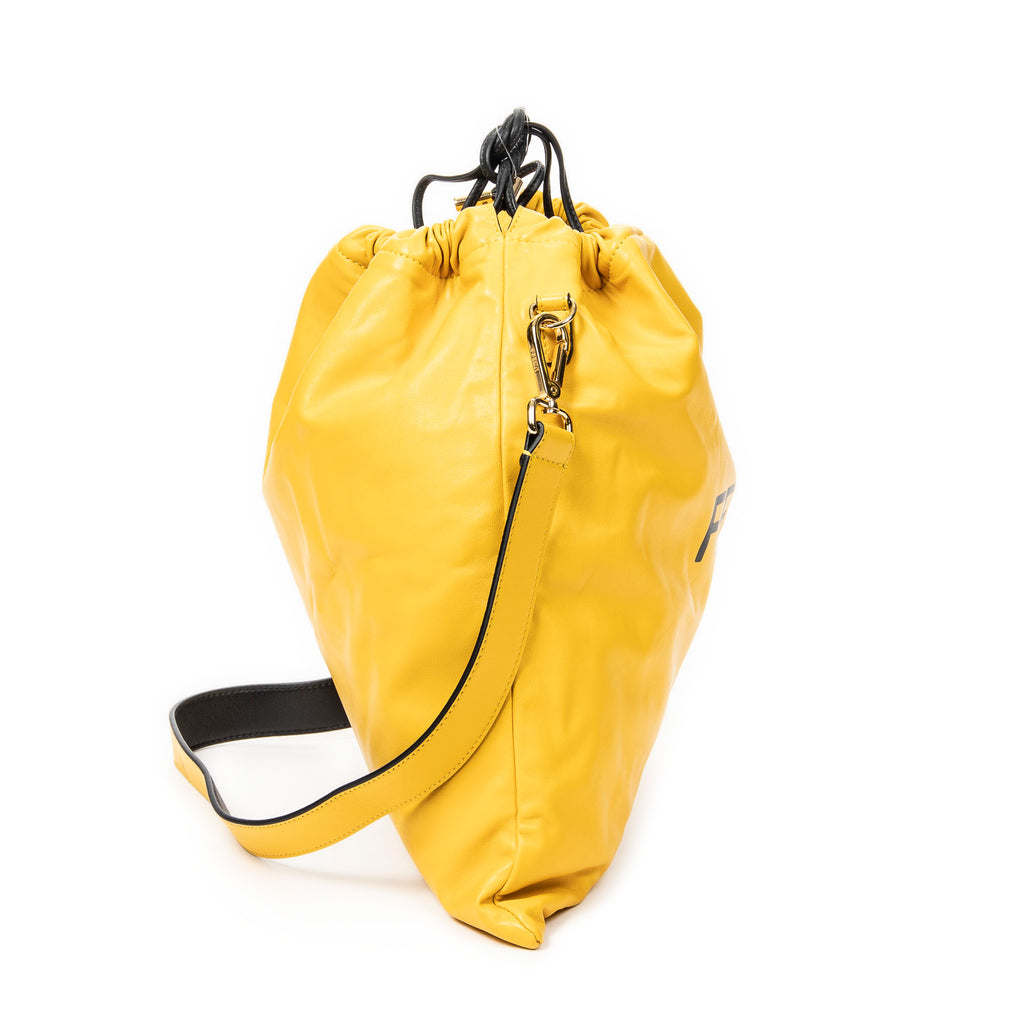 Shoulder Bag Drawstring Shoulder Bag Yellow Calfskin Leather