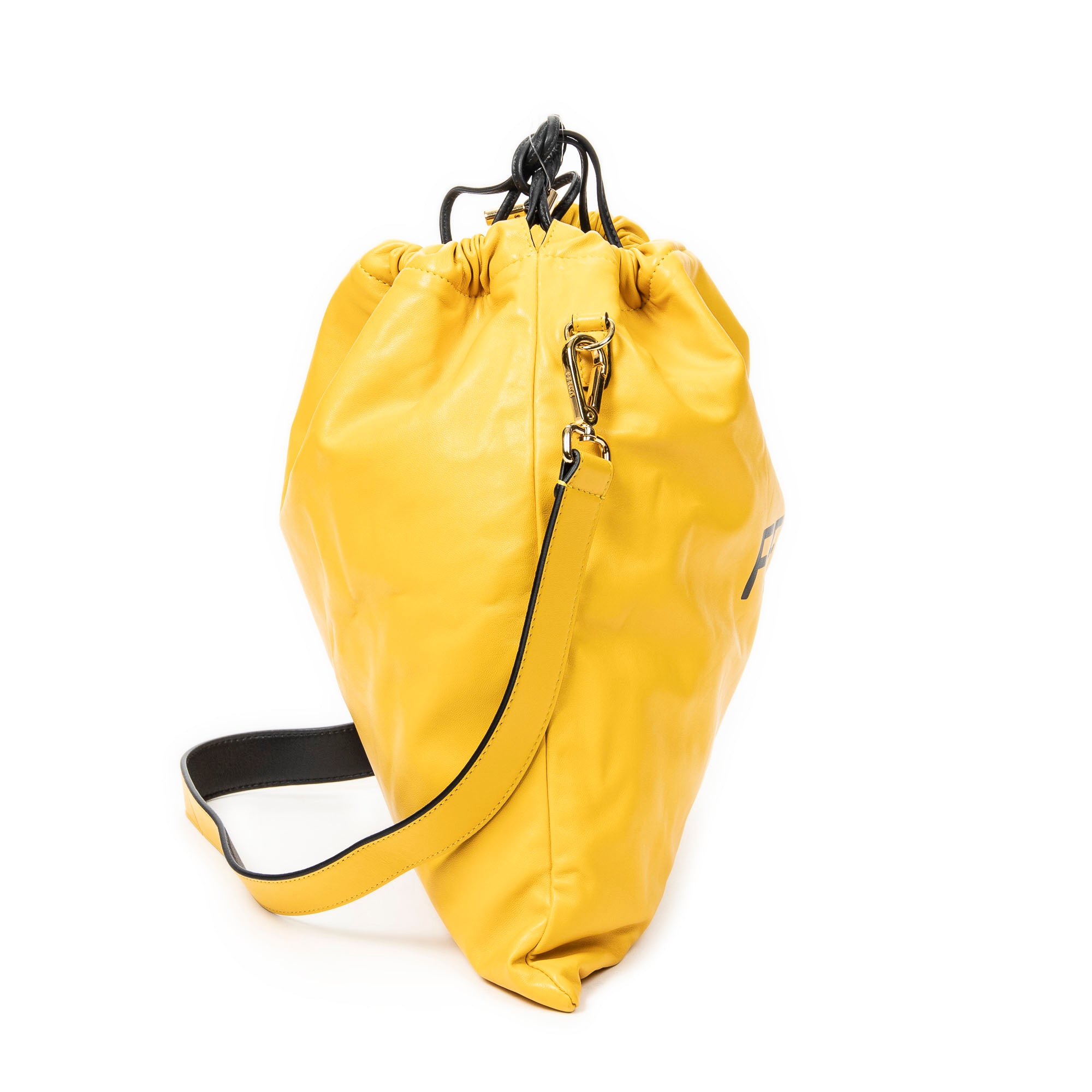Shoulder Bag Drawstring Shoulder Bag Yellow Calfskin Leather