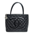 Shoulder Bag Medallion Tote Black Caviar Quilted Leather