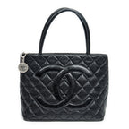 Shoulder Bag Medallion Tote Black Caviar Quilted Leather