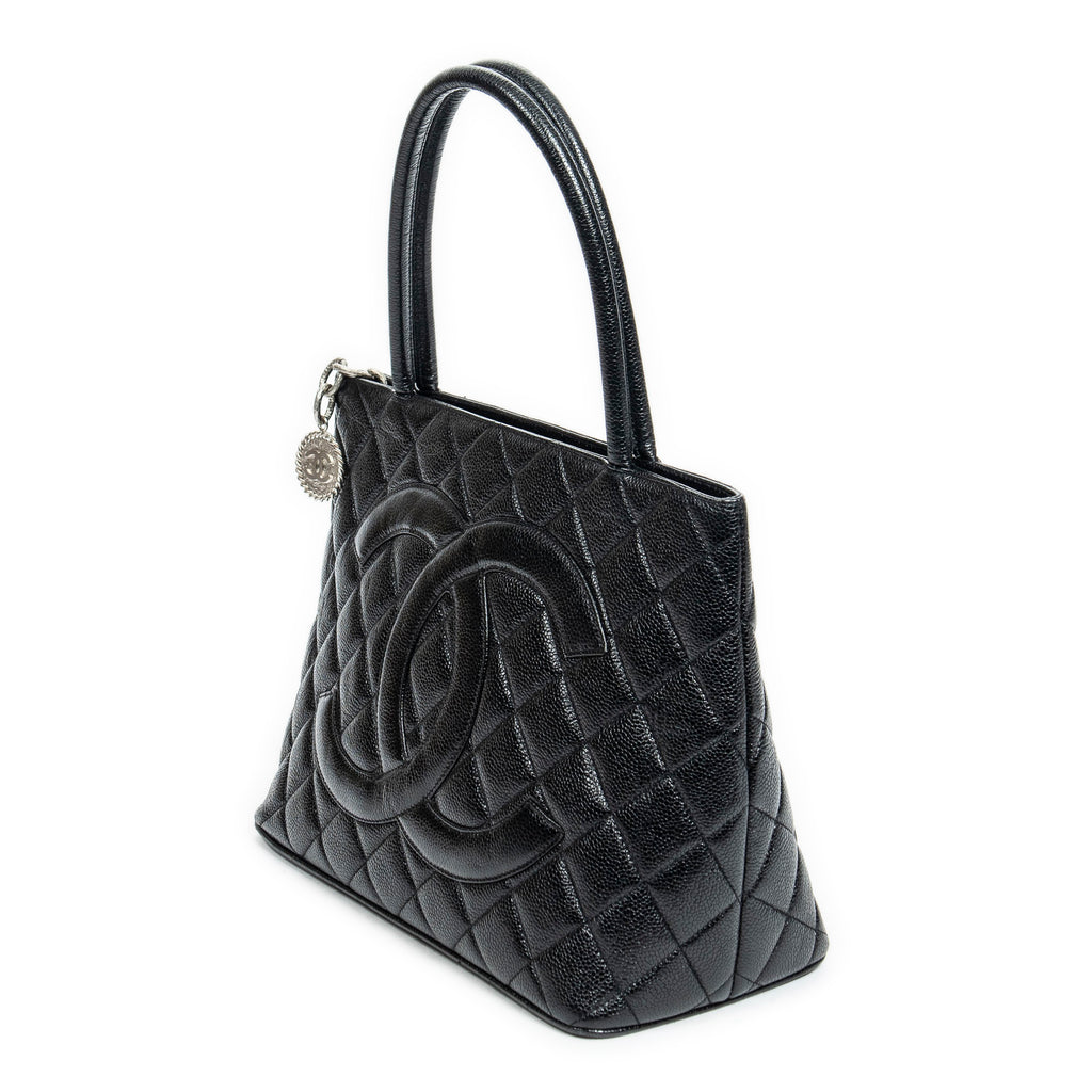 Shoulder Bag Medallion Tote Black Caviar Quilted Leather