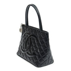 Shoulder Bag Medallion Tote Black Caviar Quilted Leather