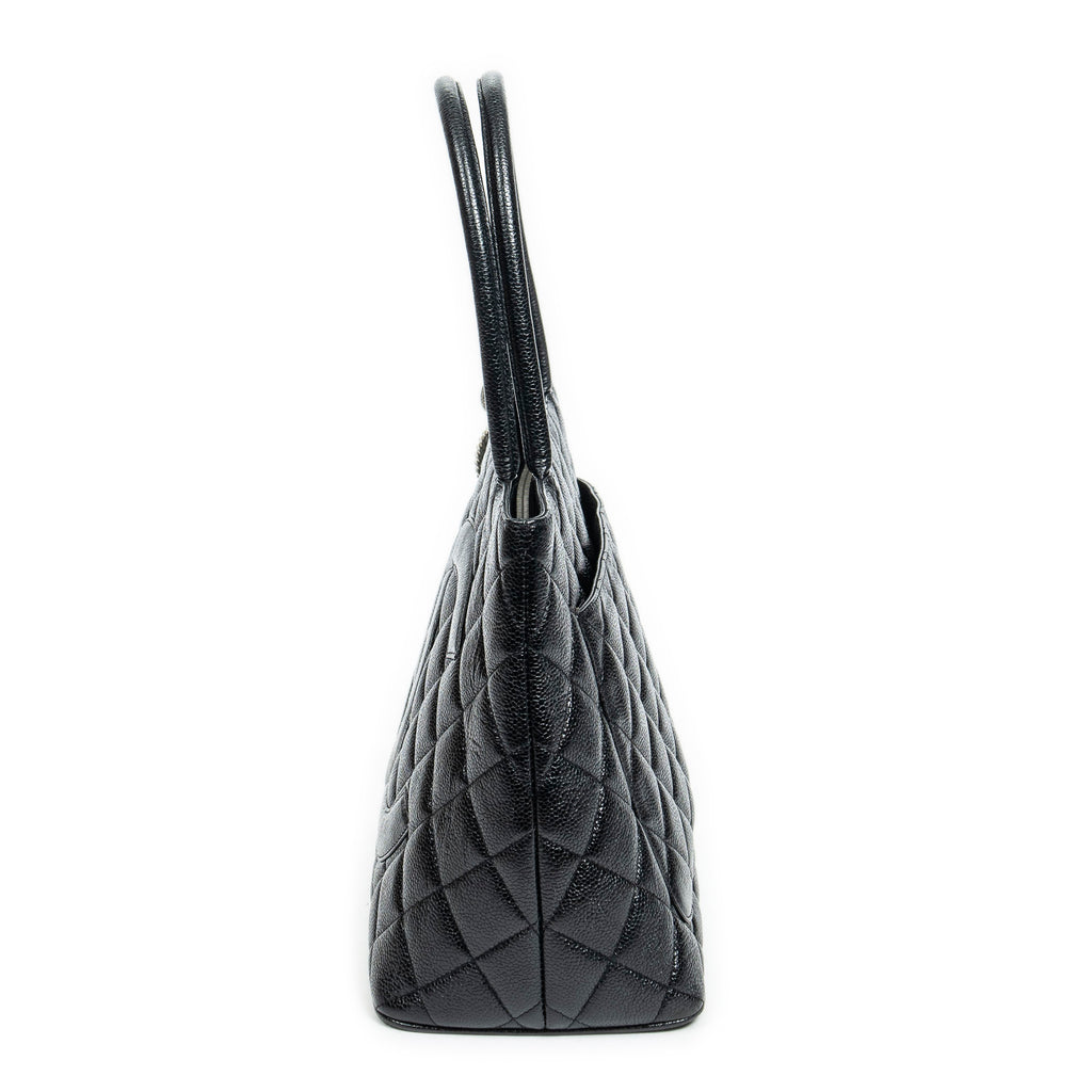 Shoulder Bag Medallion Tote Black Caviar Quilted Leather