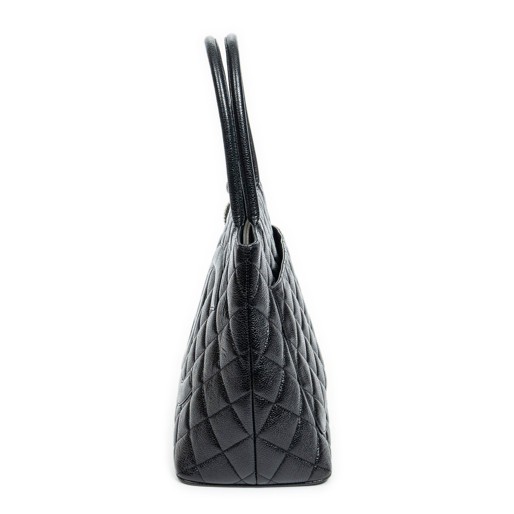 Shoulder Bag Medallion Tote Black Caviar Quilted Leather