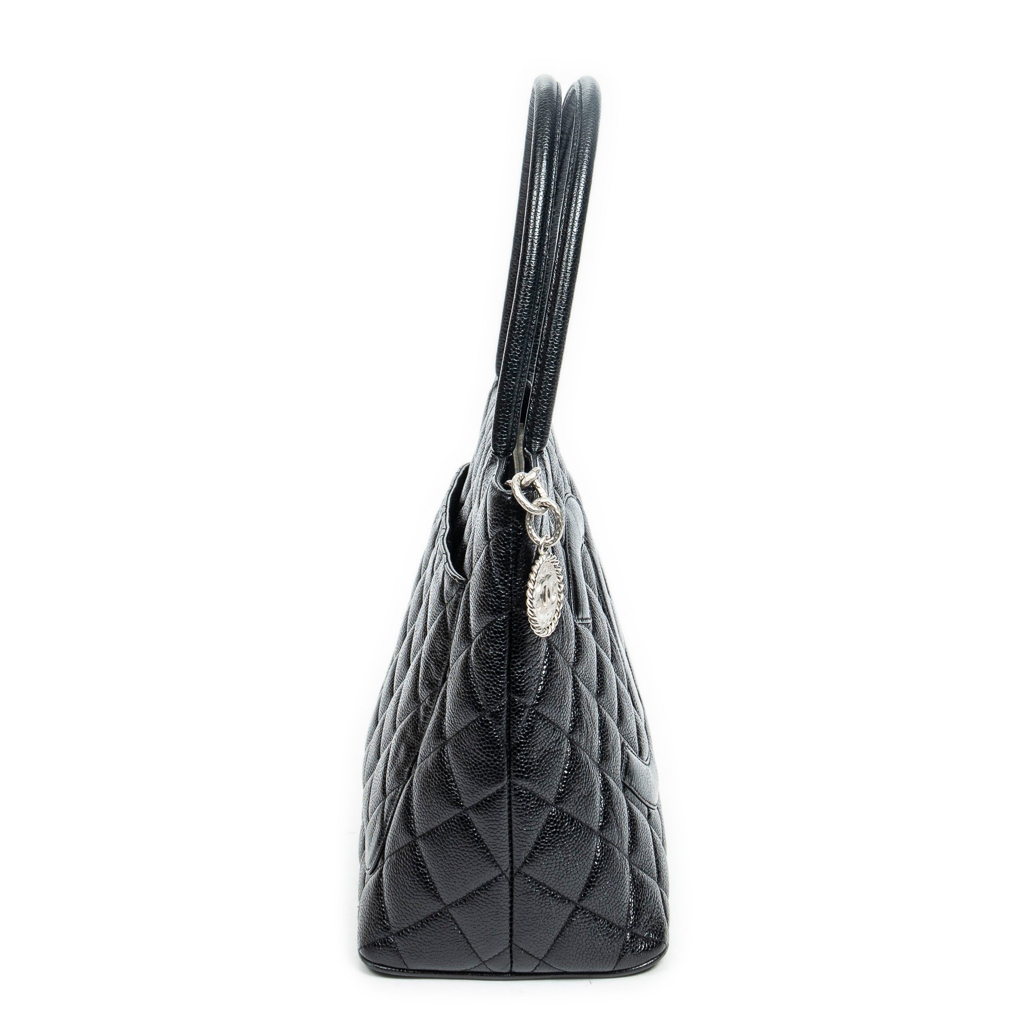Shoulder Bag Medallion Tote Black Caviar Quilted Leather