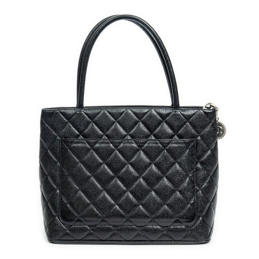 Shoulder Bag Medallion Tote Black Caviar Quilted Leather