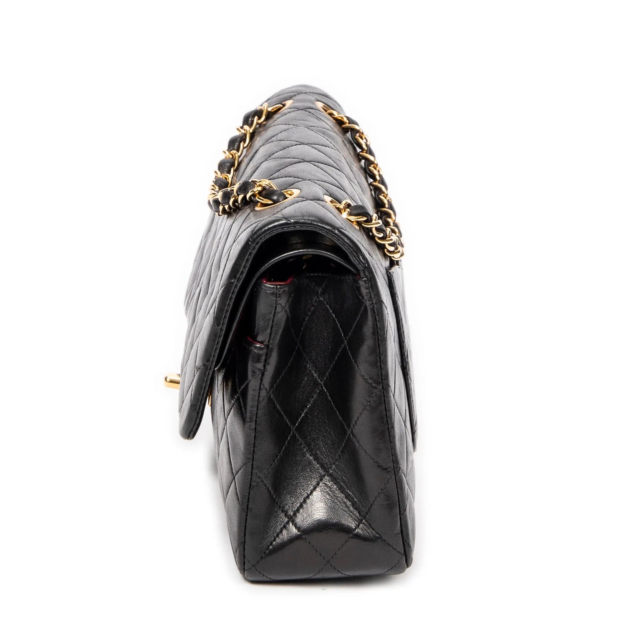 Bolso de hombro Classic Double Flap 26 de piel de becerro acolchada negra
