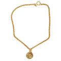 Necklace CC Quilted Round Pendant ChainNecklace Gold Gold Plated