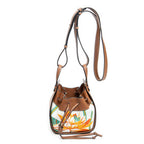 Shoulder Bag Loewe x Paula Ibiza Mini Hammock Drawstring Bag Ivory Floral Printed Canvas