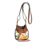 Bolso de hombro Loewe x Paula's Ibiza Mini Hammock Drawstring Bag Lona Estampada Floral Marfil