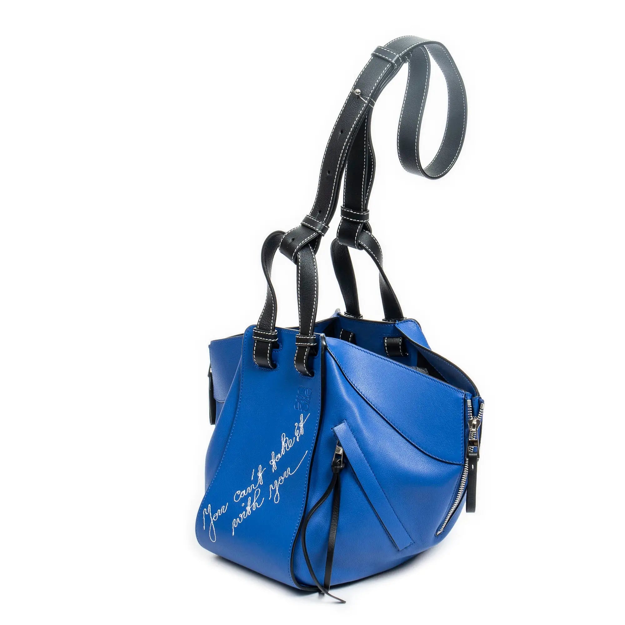 Shoulder Bag Small Bicolor Hammock Blue Calfskin Leather
