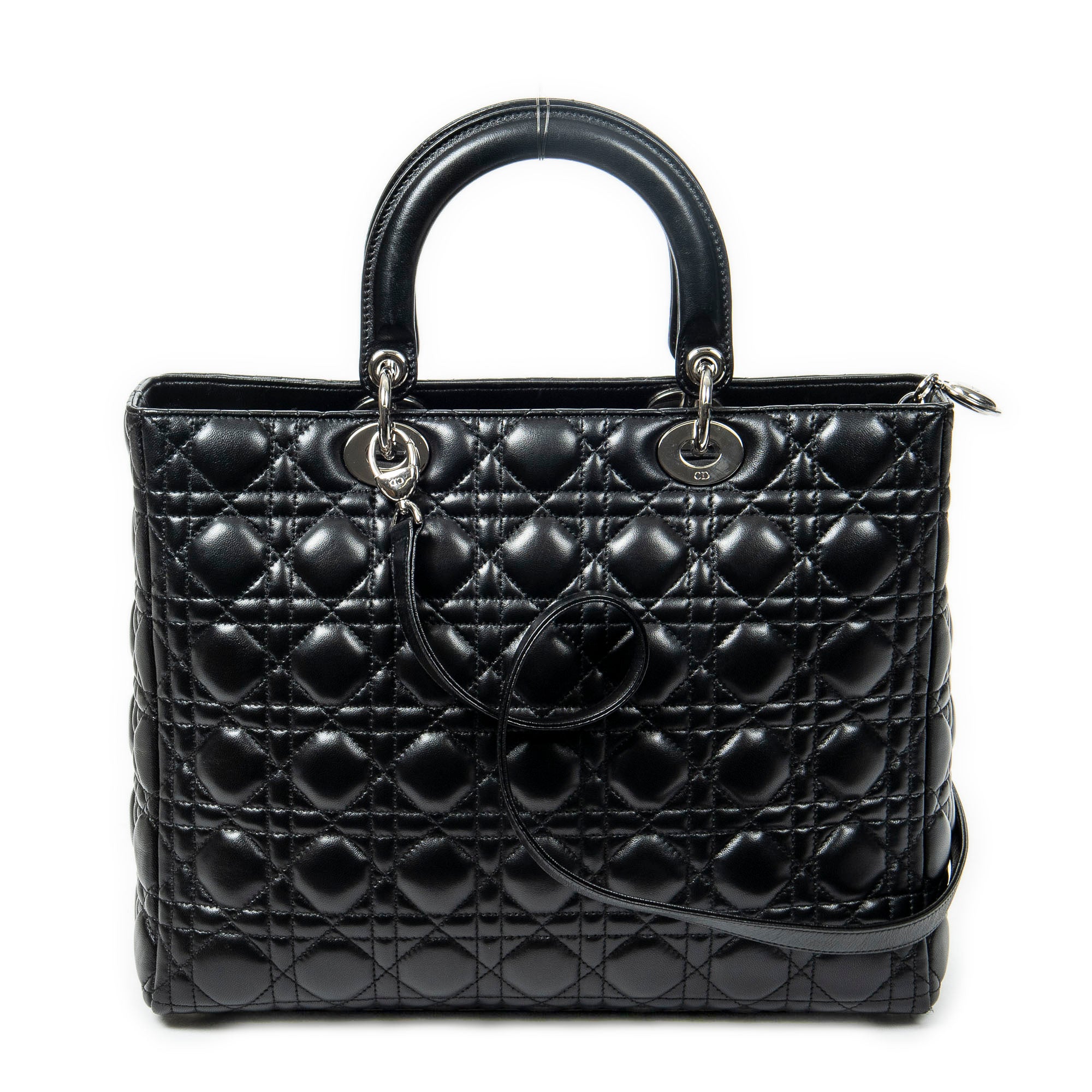 Shoulder Bag Large Lady Dior Zip Black Cannage Lambskin Leather