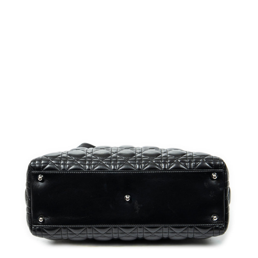 Shoulder Bag Large Lady Dior Zip Black Cannage Lambskin Leather